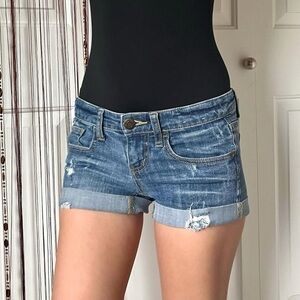 mossimo low rise roll up mini jean shorts